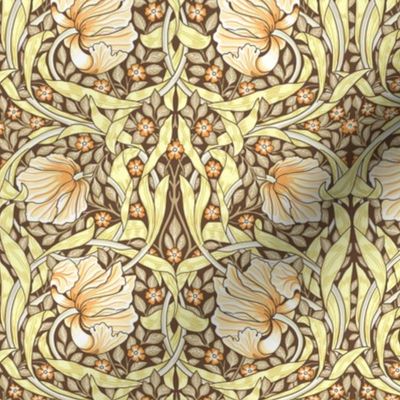 Pimpernel - by William Morris -SMALL - warm earth tones historic floral Antiqued art nouveau art deco damask