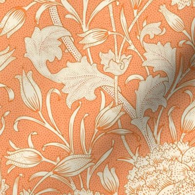 Wild Tulip - by William Morris  LARGE - original orange Antiqued art nouveau art deco paper background