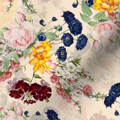 10" Vintage Flowers Bouquet - blush