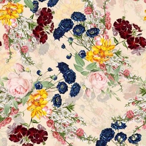 10" Vintage Flowers Bouquet - blush