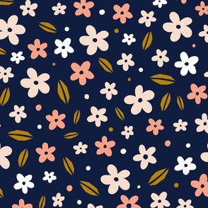 Small flowers on navy background