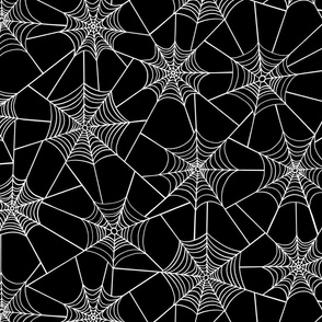 Spider web line art | Medium Scale | Rich black, creamy white | non directional black and white halloween