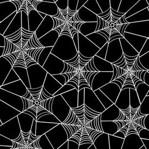 Spider web line art | Small Scale | Rich black, creamy white | non directional black and white halloween