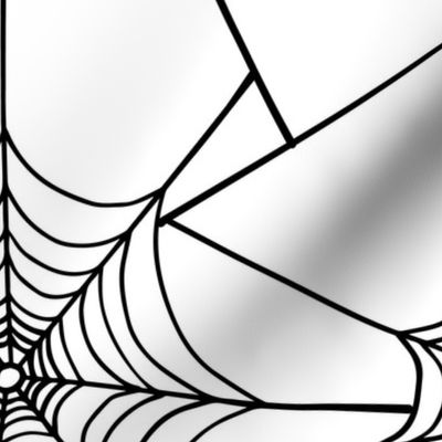 Spider web line art | Large Scale | Creamy white, rich black | non directional black and white halloween