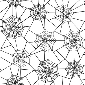 Spider web line art | Large Scale | Creamy white, rich black | non directional black and white halloween