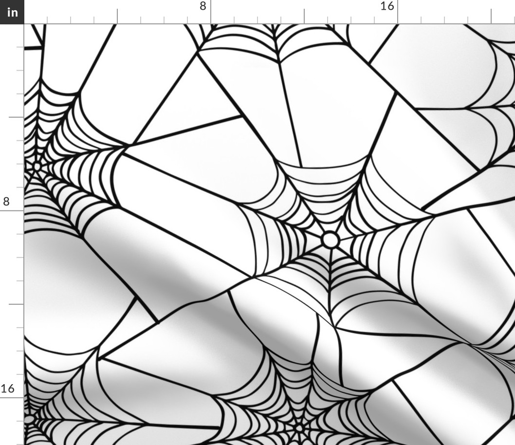 Spider web line art | Large Scale | Creamy white, rich black | non directional black and white halloween