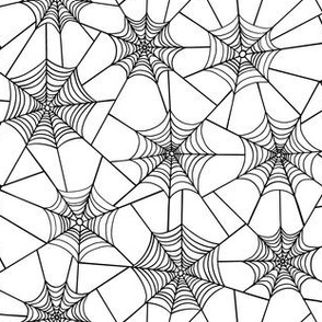 Spider web line art | Small Scale | Creamy white, rich black | non directional black and white halloween