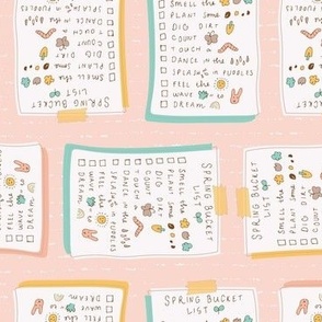 Small - Spring Bucket List - Notepad - To do List - Hello Spring - Hand written notes - Cherry Blossom Pink