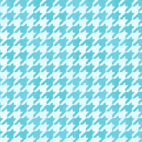 Large Aqua Blue and White Handpainted Houndstooth Check Watercolor Pattern