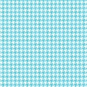 Aqua Blue and White Handpainted Houndstooth Check Watercolor Pattern