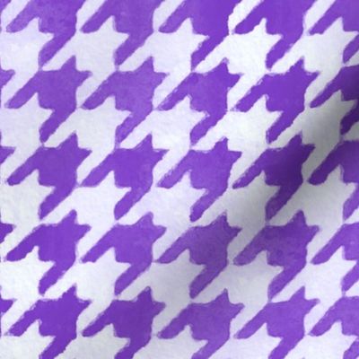 Large Royal Purple and White Handpainted Houndstooth Check Watercolor Pattern