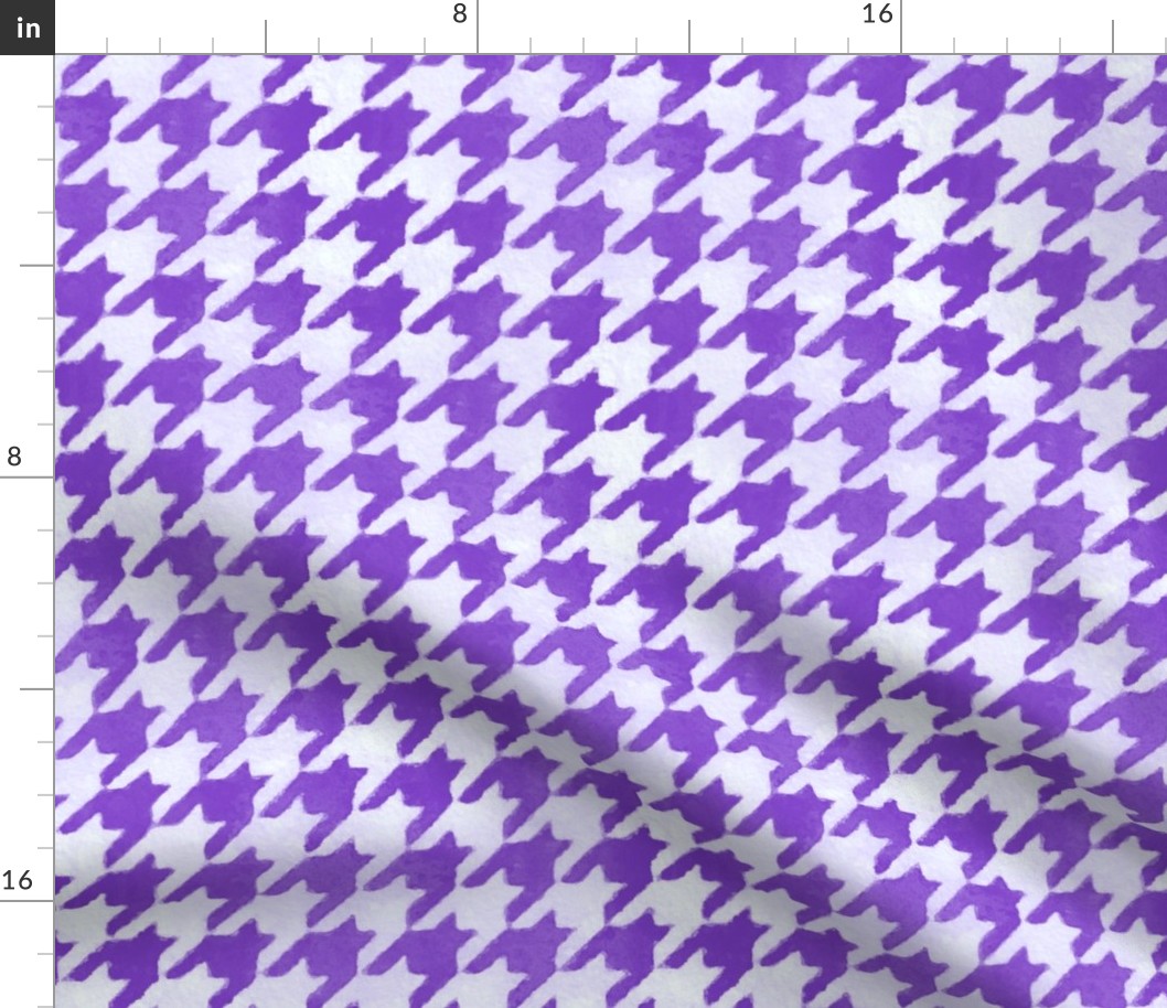 Large Royal Purple and White Handpainted Houndstooth Check Watercolor Pattern