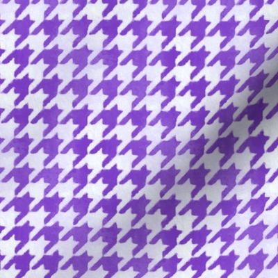 Royal Purple and White Handpainted Houndstooth Check Watercolor Pattern