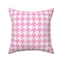 Large Candy Pink and White Handpainted Houndstooth Check Watercolor Pattern