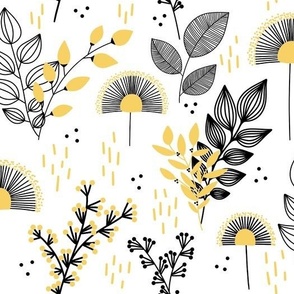 Minimal Yellow black flower pattern