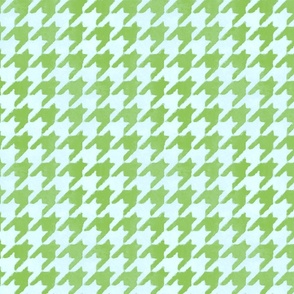 Lime Green  and White Handpainted Houndstooth Check Watercolor Pattern