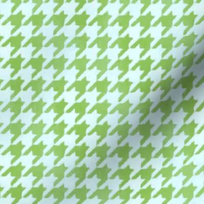 Lime Green and White Handpainted Houndstooth Check Watercolor Pattern