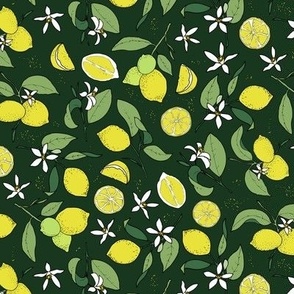 lemon branches on dark green