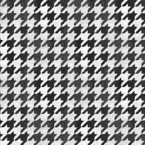 Large Soot Black and White Handpainted Houndstooth Check Watercolor Pattern