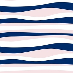 waves - blush and dark blue