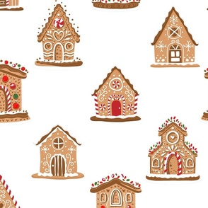 Christmas Gingerbread Candy Houses White