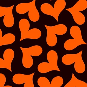 Pumpkin Orange Hearts On Black large