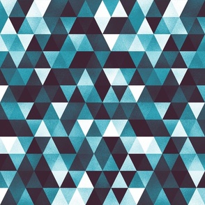 Contemporary Geometric Triangle Mosaic in Teal Blue