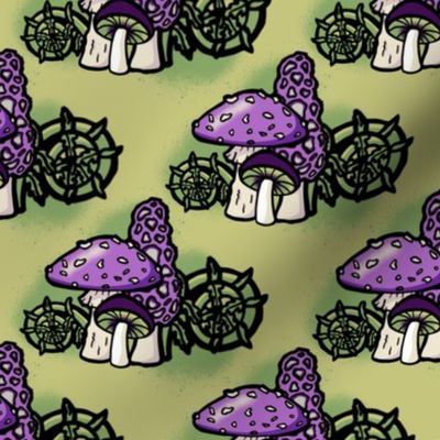 Purple mushrooms with fiddleheads