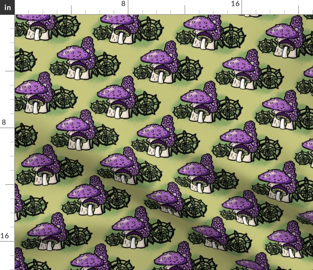 Purple mushrooms with fiddleheads