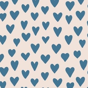 Simple Hearts || Daisy Age Collection || Blue Hearts on Cream by Sarah Price 