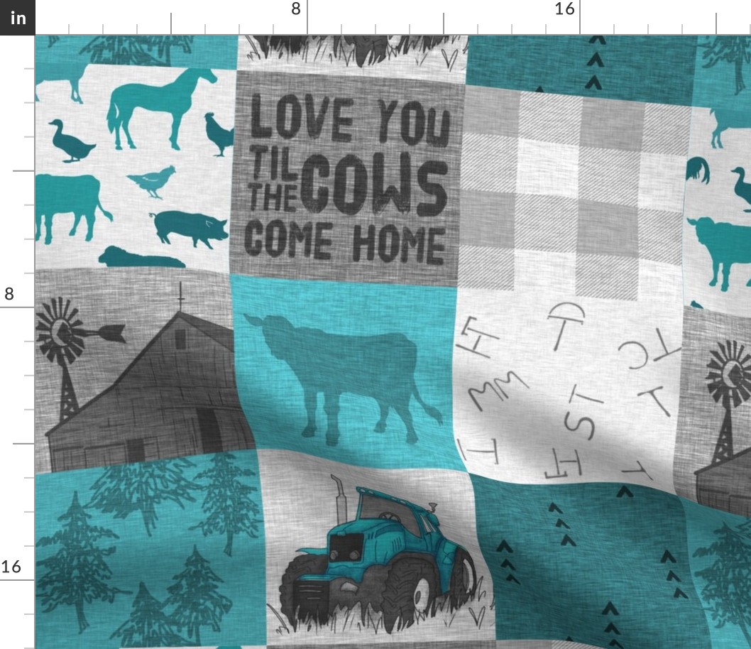 Love you til the Cows come home - teal and grey