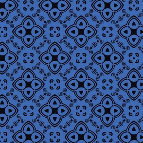 Two-Color Geometric Shapes, Med Scale - Cornflower Blue & Black