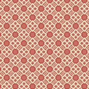 Two-Color Geometric Moroccan Tile, Small Scale - Beige & Red