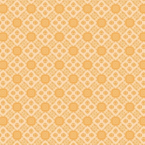 Two-Color Geometric Moroccan Tile, Small Scale - Beige & Yellow