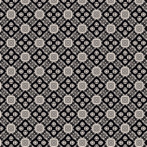Two-Color Geometric Moroccan Tile, Small Scale - Black & Ecru