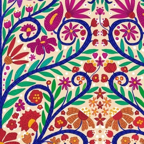 Otomi Embroidery Curtain Panel by Queen Bean Productions