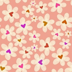 Retro valentines day, Retro heart flowers, Retro heart daisies
