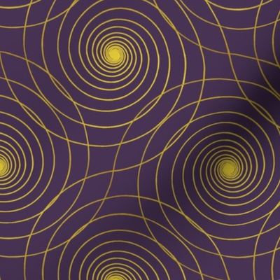 Golden Mathematical Academic Spirals on Dark Purple