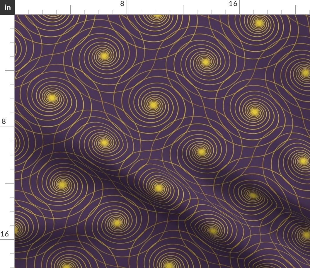 Golden Mathematical Academic Spirals on Dark Purple