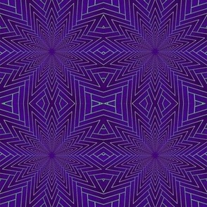 Purple Ombre & Green Art Deco Geometric Star Pattern