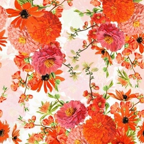 Vintage 30´s Dahlia and Garden Flowers Bouquets - double layer - blush