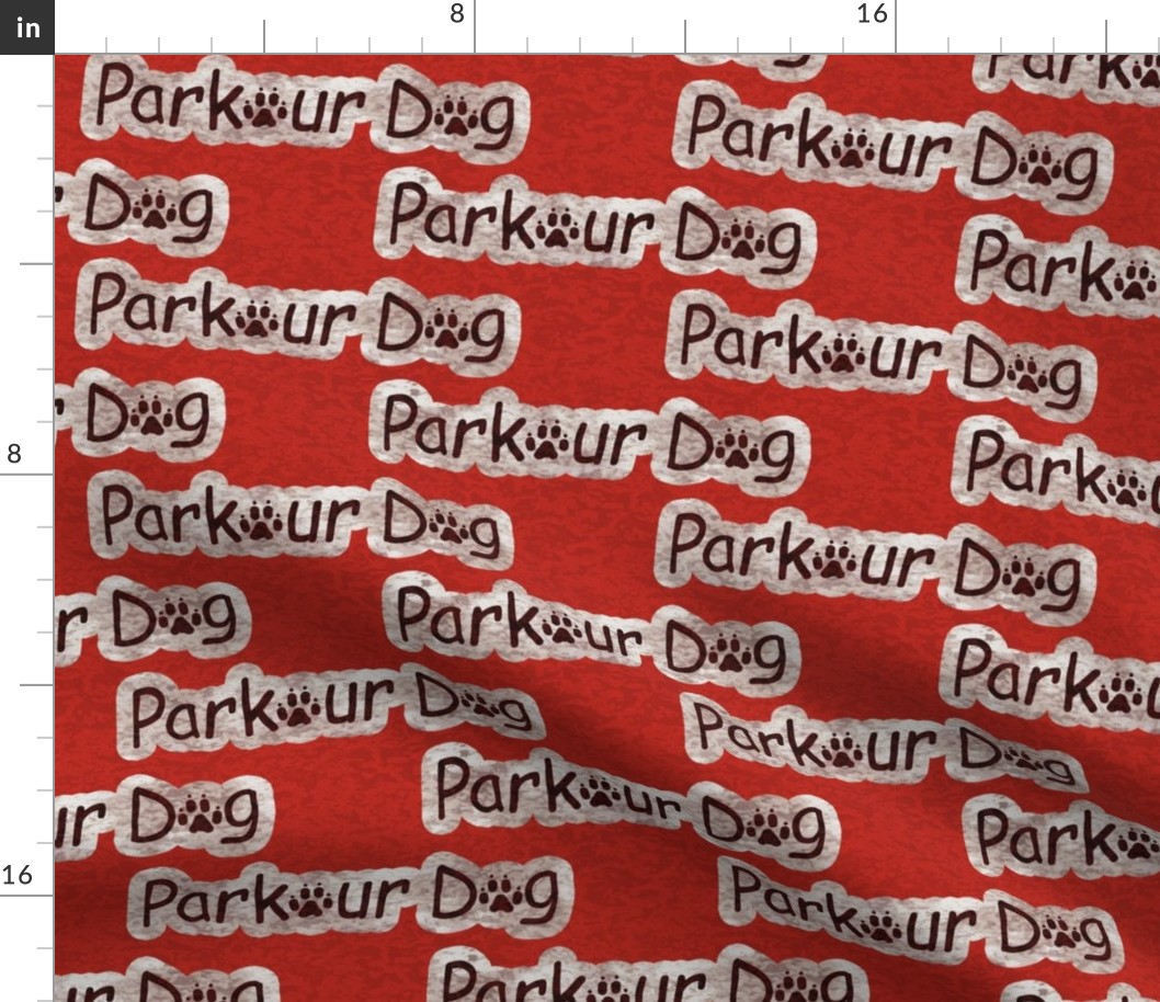 Bold Parkour Dog text - red