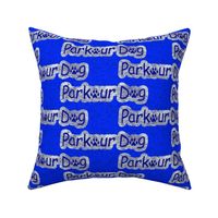 Bold Parkour Dog text - blue