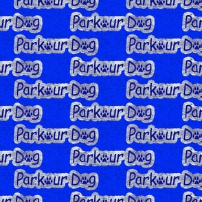 Bold Parkour Dog text - blue