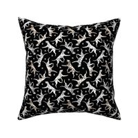 Tiny Trotting Dalmatians and paw prints - black