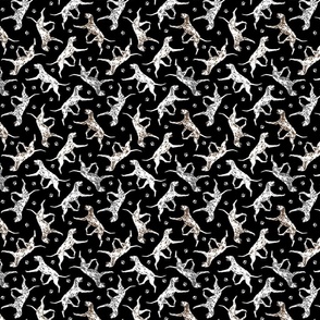 Tiny Trotting Dalmatians and paw prints - black