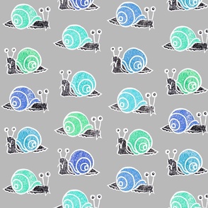 F22 120 1 1 M - Lino Cut Snails grey blue