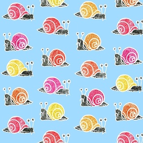 F22 120 1 1 M - Lino Cut Snails blue red