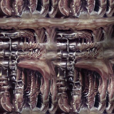 18 biomechanical flesh beige silver cables wires pipes demons aliens monsters body horror sci-fi science fiction futuristic machines Halloween scary cybernetics horrifying morbid macabre spooky eerie frightening disgusting grotesque heavy metal death meta