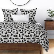 Large Scale Black Cats and Polkadots on White